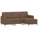 3-osobowa sofa z podnóżkiem, brązowy, 180 cm, tkaniną