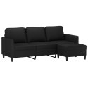 3-osobowa sofa z podnóżkiem, czarna, 180 cm, sztuczna skóra