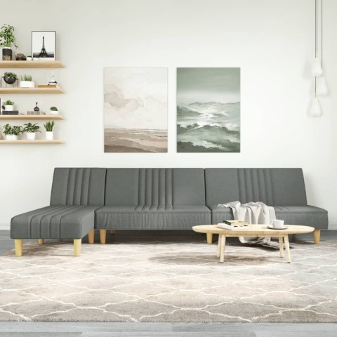 VidaXL Sofa rozkładana L, ciemnoszara, 255x140x70 cm, tkanina