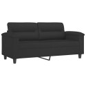 VidaXL 2-osobowa sofa z poduszkami, czarna, 140 cm, mikrofibra