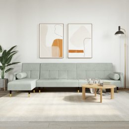 VidaXL Sofa rozkładana L, jasnoszara, 271x140x70 cm, aksamit