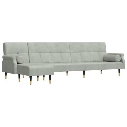 VidaXL Sofa rozkładana L, jasnoszara, 271x140x70 cm, aksamit