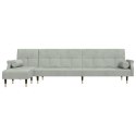 VidaXL Sofa rozkładana L, jasnoszara, 271x140x70 cm, aksamit