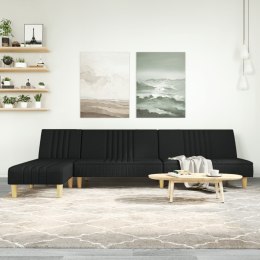 VidaXL Sofa rozkładana w kształcie L, czarna, 255x140x70 cm, tkanina