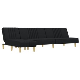 VidaXL Sofa rozkładana w kształcie L, czarna, 255x140x70 cm, tkanina