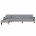 VidaXL Sofa rozkładana L, jasnoszara, 260x140x70 cm, tkanina