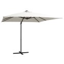 VidaXL Parasol wiszący z LED i stalowym słupkiem, 250x250 cm, piaskowy