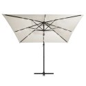 VidaXL Parasol wiszący z LED i stalowym słupkiem, 250x250 cm, piaskowy