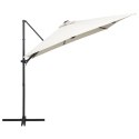 VidaXL Parasol wiszący z LED i stalowym słupkiem, 250x250 cm, piaskowy