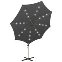 VidaXL Parasol wiszący z lampkami LED i słupkiem, antracytowy, 300 cm