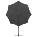 VidaXL Parasol wiszący z lampkami LED i słupkiem, antracytowy, 300 cm