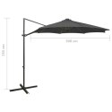 VidaXL Parasol wiszący z lampkami LED i słupkiem, antracytowy, 300 cm