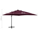 VidaXL Parasol wiszący z LED i słupkiem, bordowy, 300 cm