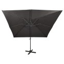 VidaXL Parasol wiszący z lampkami LED i słupkiem, antracytowy, 300 cm