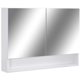 VidaXL Szafka łazienkowa z lustrem i LED, biała, 80x15x60 cm, MDF