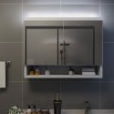 VidaXL Szafka łazienkowa z lustrem i LED, biała, 80x15x60 cm, MDF