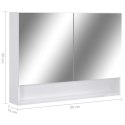 VidaXL Szafka łazienkowa z lustrem i LED, biała, 80x15x60 cm, MDF