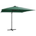 VidaXL Parasol wiszący z LED i stalowym słupkiem, 250x250 cm, zielony