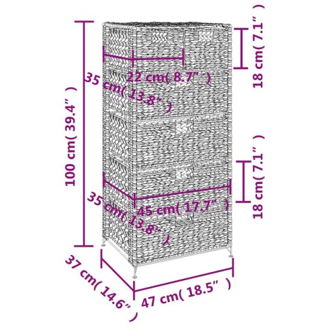 Szafka z hiacyntu wodnego z 6 koszami 47 x 37 x 100 cm
