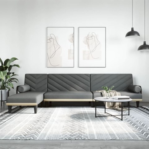 VidaXL Sofa rozkładana L, ciemnoszara, 260x140x70 cm, tkanina