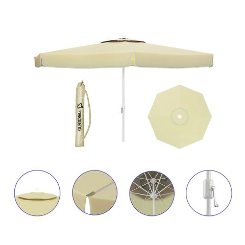 Marbueno Parasol z Aluminiowej 8 Linek D270 cm Poliester Biały Ogród, Basen i Taras 10182 Marbueno Parasol z Aluminiowej 8 Linek D270 cm Poliester Biały Ogród, Basen i Taras 10182