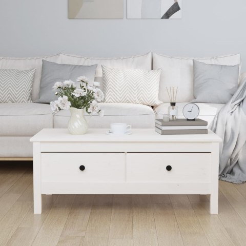 Stolik kawowy, biały, 100x50x40 cm, lite drewno sosnowe Stolik kawowy, biały, 100x50x40 cm, lite drewno sosnowe