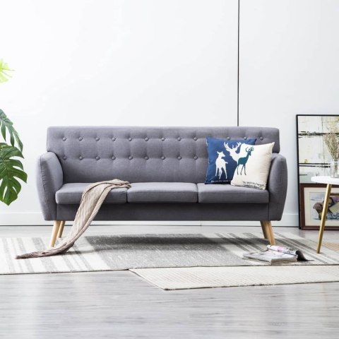 VidaXL 3-osobowa sofa tapicerowana tkaniną, 172x70x82 cm, jasnoszara