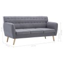 VidaXL 3-osobowa sofa tapicerowana tkaniną, 172x70x82 cm, jasnoszara