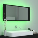 VidaXL Szafka łazienkowa z lustrem i LED, czarna, 100x12x45 cm, akryl