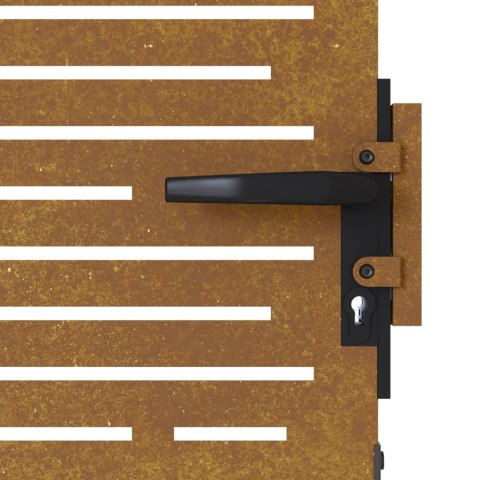 Furtka ogrodowa, 85x175 cm, stal kortenowska, motyw prostokątów