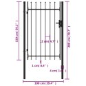 VidaXL Brama jednoskrzydłowa z grotami, stal, 1x1,5 m, czarna