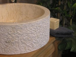 Umywalka z kamienia naturalnego MIRUM 509 Ø40 cm Cream