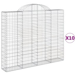 VidaXL Kosze gabionowe, 10 szt, 200x30x160/180cm, galwanizowane żelazo