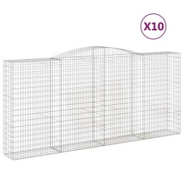 VidaXL Kosze gabionowe, 10 szt, 400x50x180/200cm, galwanizowane żelazo