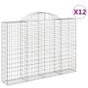 VidaXL Kosze gabionowe, 12 szt, 200x30x140/160cm, galwanizowane żelazo