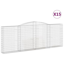 VidaXL Kosze gabionowe, 15 szt, 400x30x140/160cm, galwanizowane żelazo