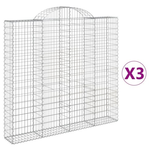 Kosze gabionowe, 3 szt, 200x30x180/200 cm, galwanizowane żelazo Kosze gabionowe, 3 szt, 200x30x180/200 cm, galwanizowane żelazo