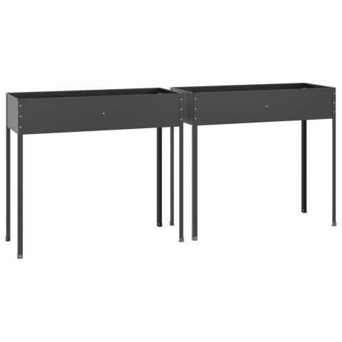 Donice ogrodowe, 2 szt., antracytowe, stal galwanizowana