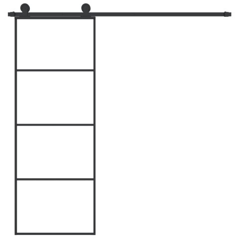 Drzwi przesuwne z osprzętem, szkło ESG i aluminium, 76x205 cm