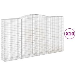 VidaXL Kosze gabionowe, 10 szt, 400x50x220/240cm, galwanizowane żelazo