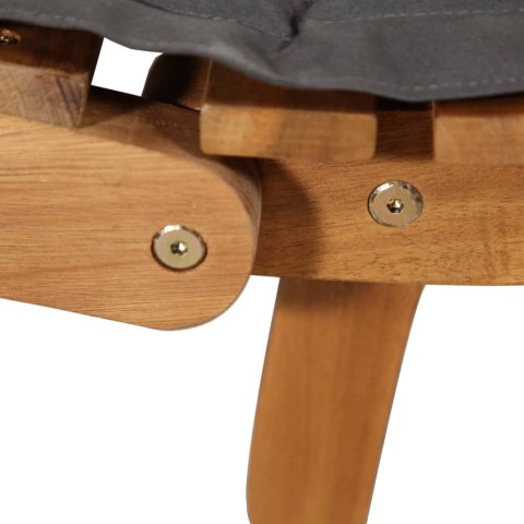 Leżaki z poduszkami, 2 szt., ciemnoszare, lite drewno akacjowe