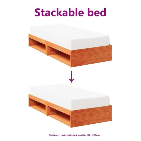 Łóżko dzienne bez materaca Wosk Brązowy Drewno lite Sosna