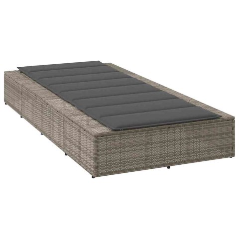 Leżak z pływającą poduszką Szary polirattan