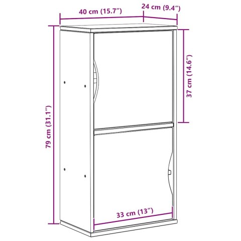 Szafka boczna "ODDA" Biała 40x24x79 cm Drewno lite Sosna