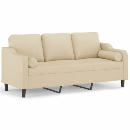 VidaXL 3-osobowa sofa z poduszkami, kremowa, 180 cm, tkanina