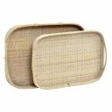 Zestaw tacek DKD Home Decor Brązowy Rattan (51.5 x 36 x 7.5 cm) (44.5 x 31.5 x 6 cm) (2 pcs)