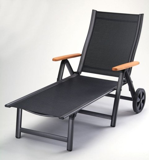 Leżak ogrodowy rozkładany ASS COMFORT - antracyt + czarny Leżak ogrodowy rozkładany ASS COMFORT - antracyt + czarny