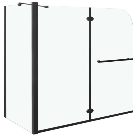 Podwójnie składany parawan na wannę, ESG, 120x68x130 cm, czarny Podwójnie składany parawan na wannę, ESG, 120x68x130 cm, czarny