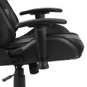 Obrotowy fotel gamingowy, czarny, PVC