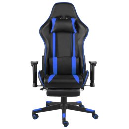 Obrotowy fotel gamingowy z podnóżkiem, niebieski, PVC